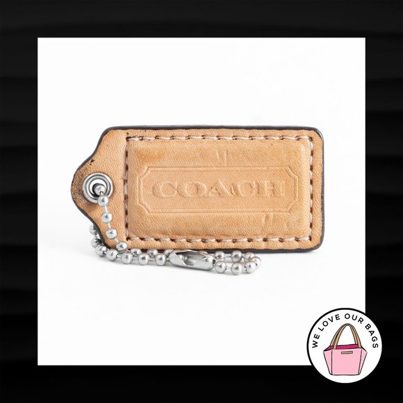 2" Medium COACH TAN LEATHER KEY FOB BAG CHARM KEYCHAIN HANGTAG TAG - Picture 1 of 1